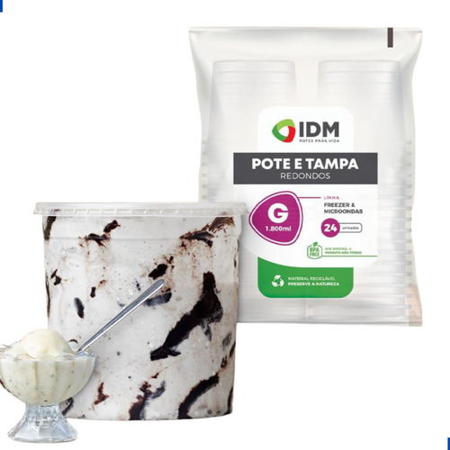 Potes Descartáveis Redondo 1500 Ml Freezer Microondas 24un