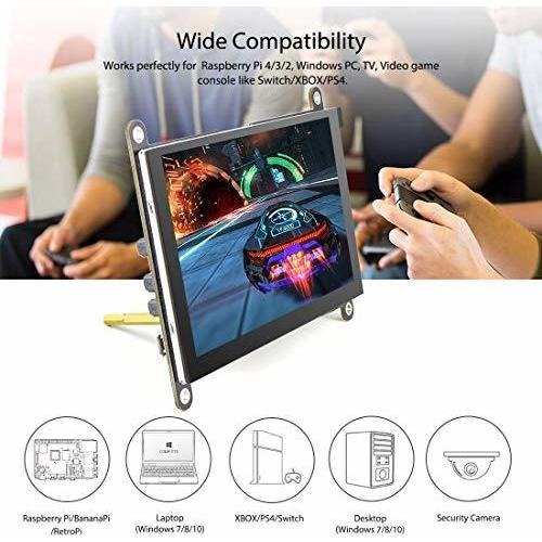 Monitor Elecrow Raspberry Pi, Pantalla Táctil Ips De 5 Pulga