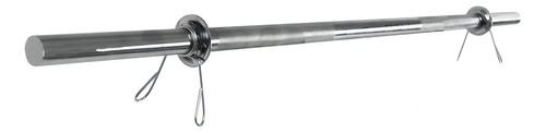 Barra 1,50m 28mm Maciça Para Musculação + Par De Presilhas Cor Cromado