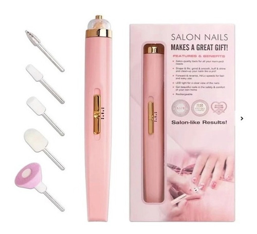 Imagen 2 de 9 de Set Manicure Pedicure Uñas Recargable Usb 5 Accesorios