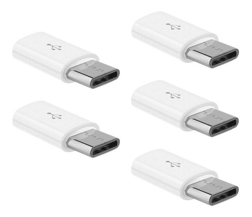 Paquete 5 Adaptadores Micro Usb V8 Hembra Tipo C Macho