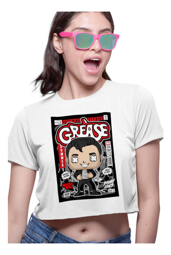 Playera Crop Top Danny Zuko Grease Moda Cultura Pop