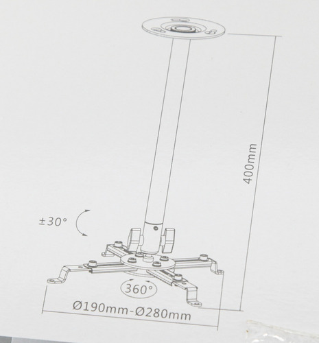 Imagen 5 de 10 de Soporte Proyector Techo 2en1 Universal 360° 40 Cm 10 Kg Htec