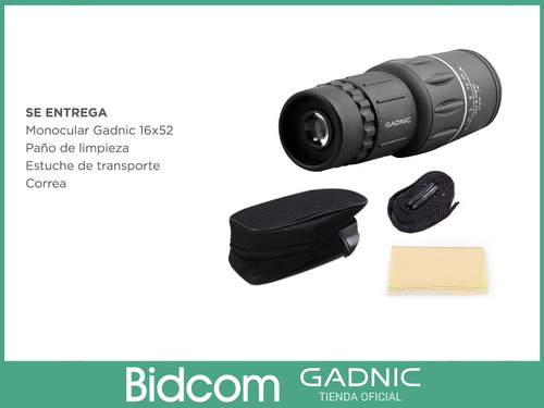 Monocular Gadnic 16x52 Compacto Definicion Alcance Lentes