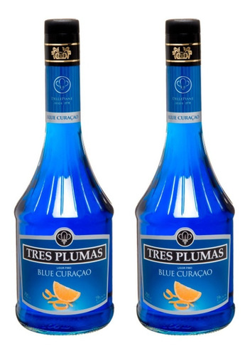 Licor Tres Plumas Blue Curazao X750cc X2 Unidades