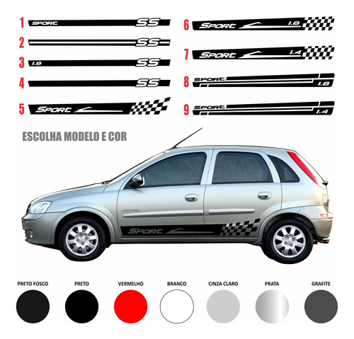 Faixas Tuning Kit Adesivo Lateral Corsa Classic Hatch Sedan