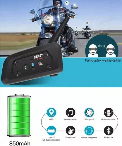 Intercomunicador Casco Moto Bluetooth Manos V6 Riders 1200mt