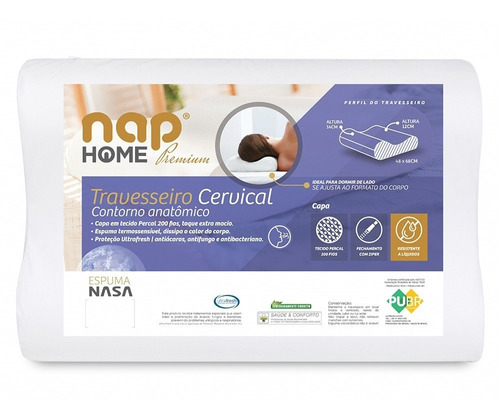 Travesseiro Cervical Nasa Premium Nap Home Capa Impermeável