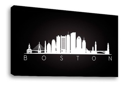 Cuadro Decorativo Canvas Moderno Boston Fondo Negro