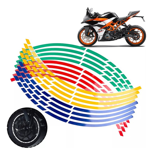18 Tiras Reflejante Sticker Rines De Motocicleta Y Auto