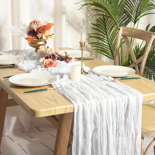Mantel Table Runner Semitransparente, Gasa, 6 Unidades