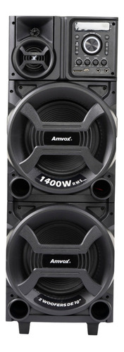 Torre de som Amplificada Amvox Aca 1402 Titan Black bluetooth Bivolt 1400w 2 woofer de 10