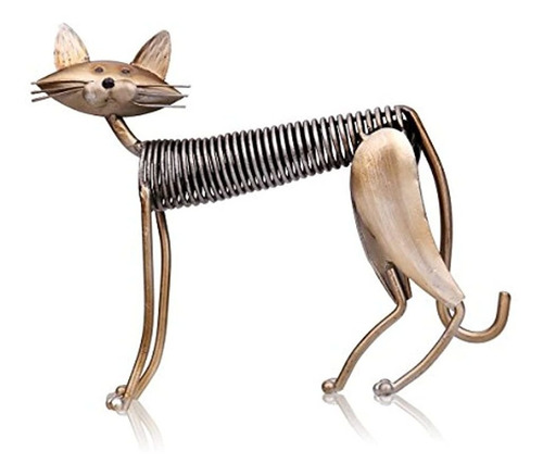 Escultura De Metal Hierro Arte Gato Primavera Artesanía