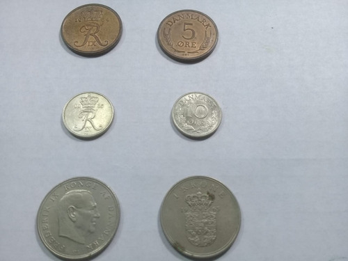 6 Monedas De Dinamarca Rey Federico Ix Muy Buenas