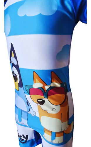 Traje De Baño Niño Playa Completo Bluey Azul Ch 3-4 Años