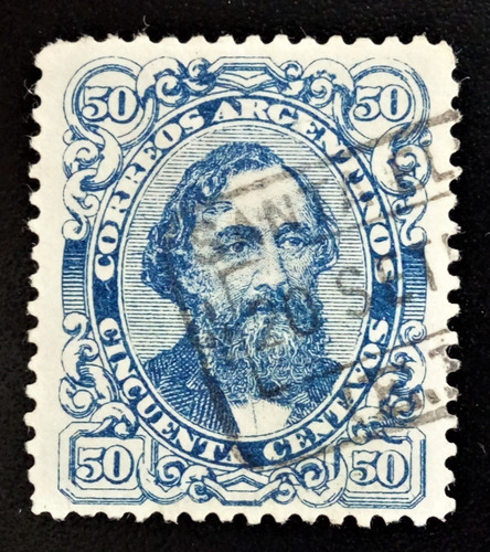 Argentina, Sello Gj 93 50c Bartolomé Mitre 1888 Usado L16418