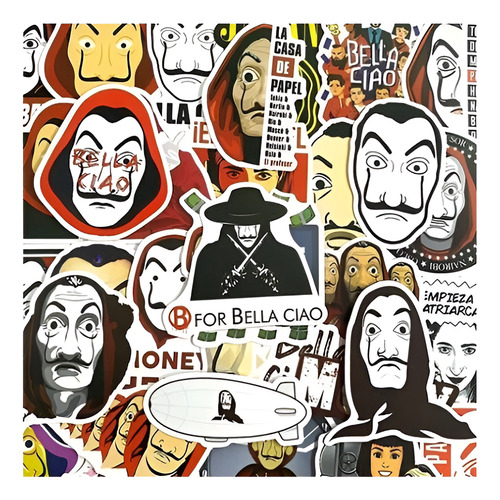 50 Stickers De La Casa De Papel - Pegatina Autoadhesiva