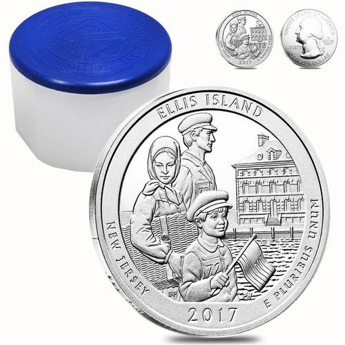 2017 Atb Ellis Island 25c Quarter Dolar Ms 5 Onza Plata Gem