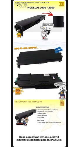 Imagen 2 de 2 de Fuente De Poder Playstation 3 Slim Modelos 2000 Y 3000