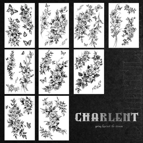 Charlnet Tatuajes Temporales De Flores Realistas Para 9 De