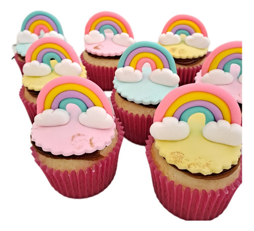 Cupcakes Decorados Arcoiris Sin Tacc Sin Gluten Apto Celiaco