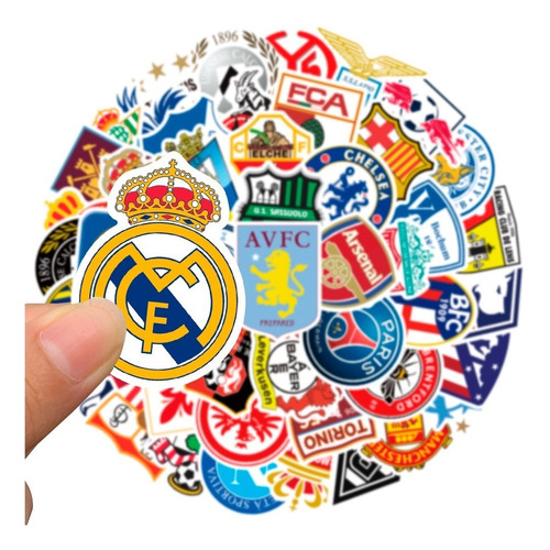 50 Uds Stickers Calcomanias Futbol, Real Madrid, Barcelona..