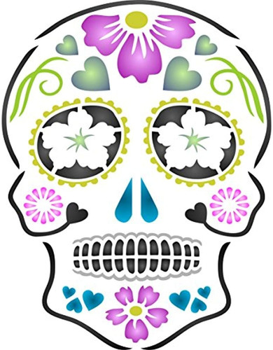 Plantilla De Calavera De Azucar Del Dia De Los Muertos - (