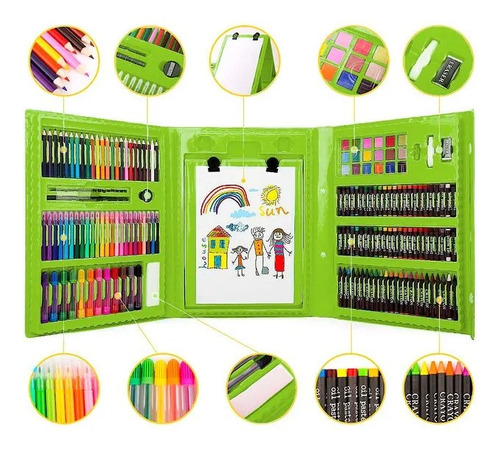 208 Piezas De Arte Para Niños Kit Set De Dibujo Portátil