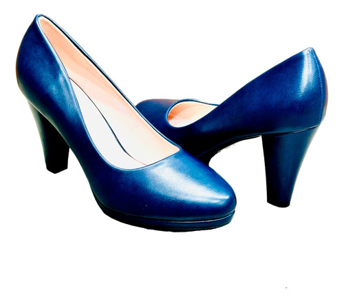 Tacones Zapatos Para Dama Inglese Azul Plataforma Gianna