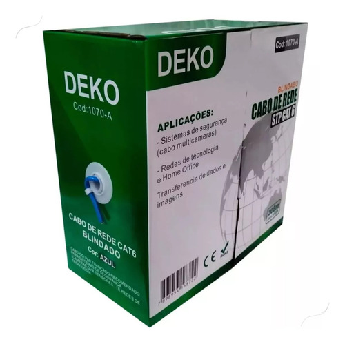Cabo De Rede Cat6 Deko Blindado Caixa Bobina 305m 23awg