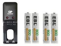 Comprar Cargador Con 4 Baterías Aaa Recargables Ebl
