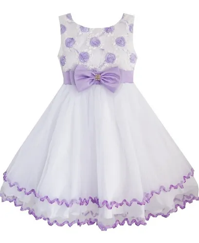 Vestido elegante de lunares para niña / 6-7 años, 7-8 años