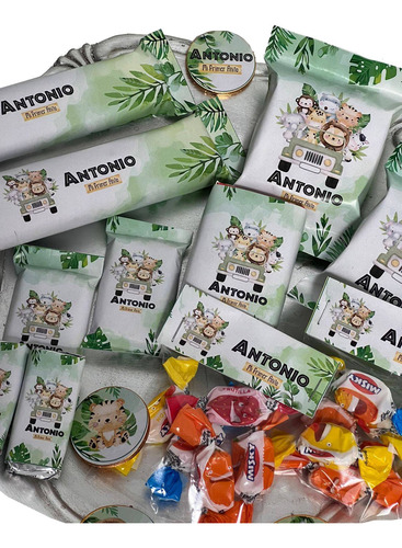 Golosinas Personalizadas X 15 Candy Bar Safari Verde