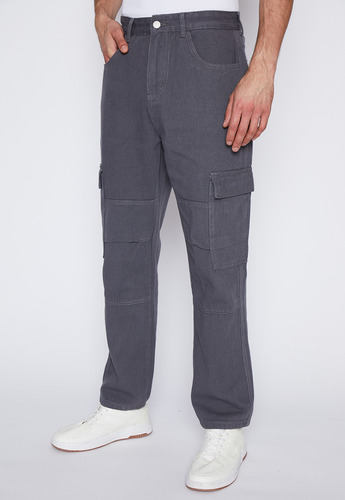 Jeans Hombre Gris Wide Leg Cargo Family Shop