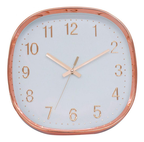 Relógio De Parede Semi Arredondado Rosê Fundo Branco 29x29cm
