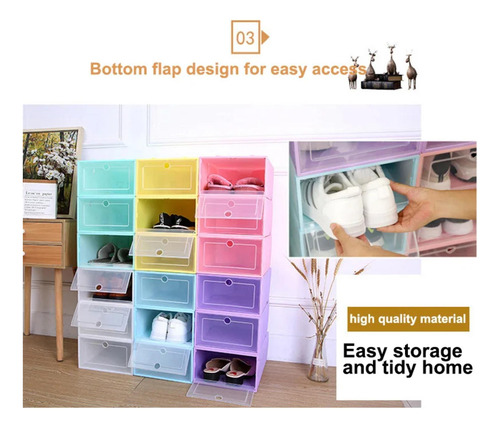 Pack 6 Cajas Organizadoras Zapatos Armables Apilable Rosado