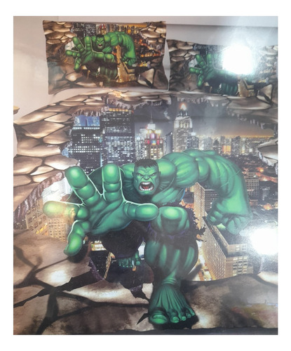 Juego De Sábanas Infantil Capitán América Hulk 1 Plaza Funda