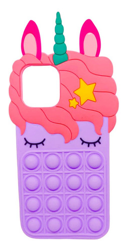 Carcasa Top Silicon Globo Unicornio Compatible Con iPhone 12