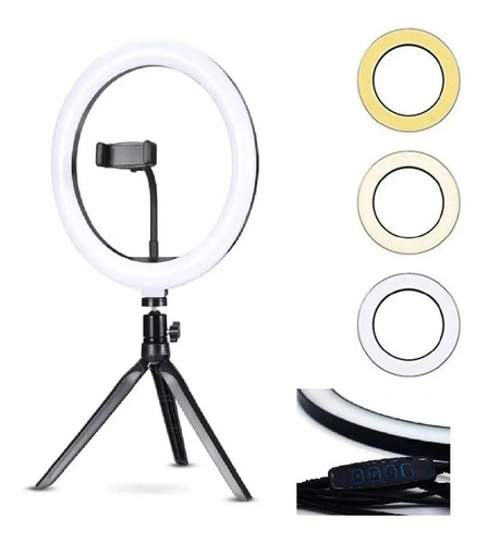 Iluminador Led 20cm Suporte Usb Luz Celular Foto Filmagens Cor da estrutura Preto Cor da luz Branco-neutro 110V/220V