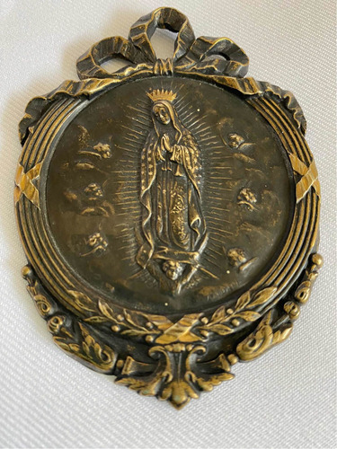 Virgen De Guadalupe Escultura Arte Sacro Religioso Antiguo