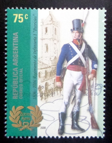 Argentina, Sello Gj 3560 Regim. Patricios 2006 Mint L9829