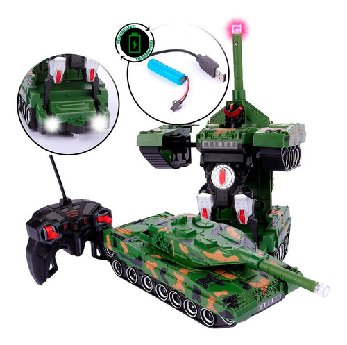 Tanque Guerra 2em1 Controle Remoto Transforma Robô Autobot