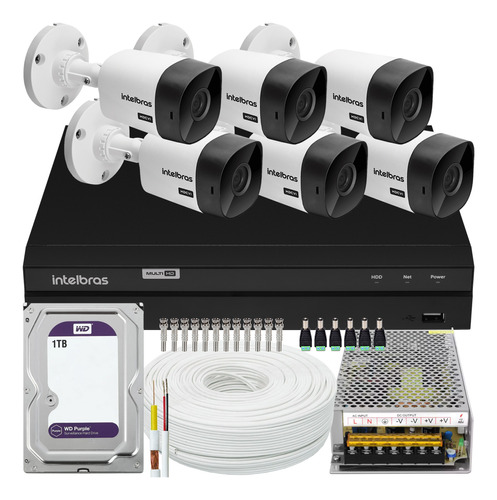 Kit Intelbras 6 Câmeras Vhc 1120 20m Dvr 8ch 1tb Purple 10a