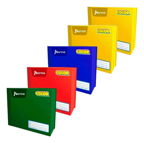 Cuaderno NORMA COLOR Cosido Liso 100 hojas doble raya 1 materias pack x 5 21cm x 16cm liso color varios