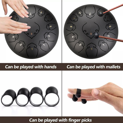 Tambor Handpan Con Lengüeta De Acero, 13 Notas, 12 Pulgadas,