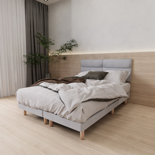 Recamara Base Cama Box Cabecera Cairo Gris Queen Size