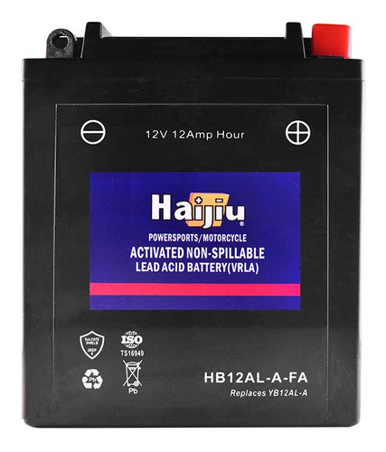 Imagen 1 de 9 de Batería Moto Haijiu Hb12al-a-fa Agm Gel Libre Mant. Cuotas