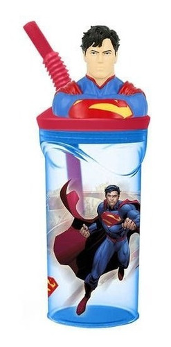 Imagen 1 de 3 de Vaso Con Figura 3d En La Tapa Superman 360 Ml
