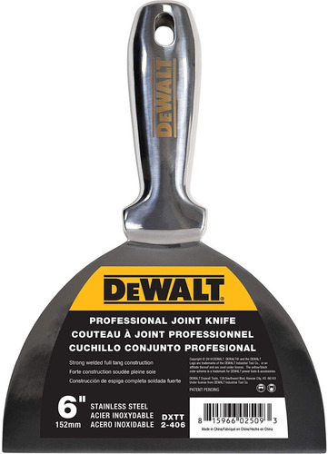 Espatula Profesional Dewalt Inox Durlock Enduido Yeso 152mm