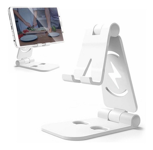Soporte Universal Plegable Antiderrapante Tablet Celular Color Blanco